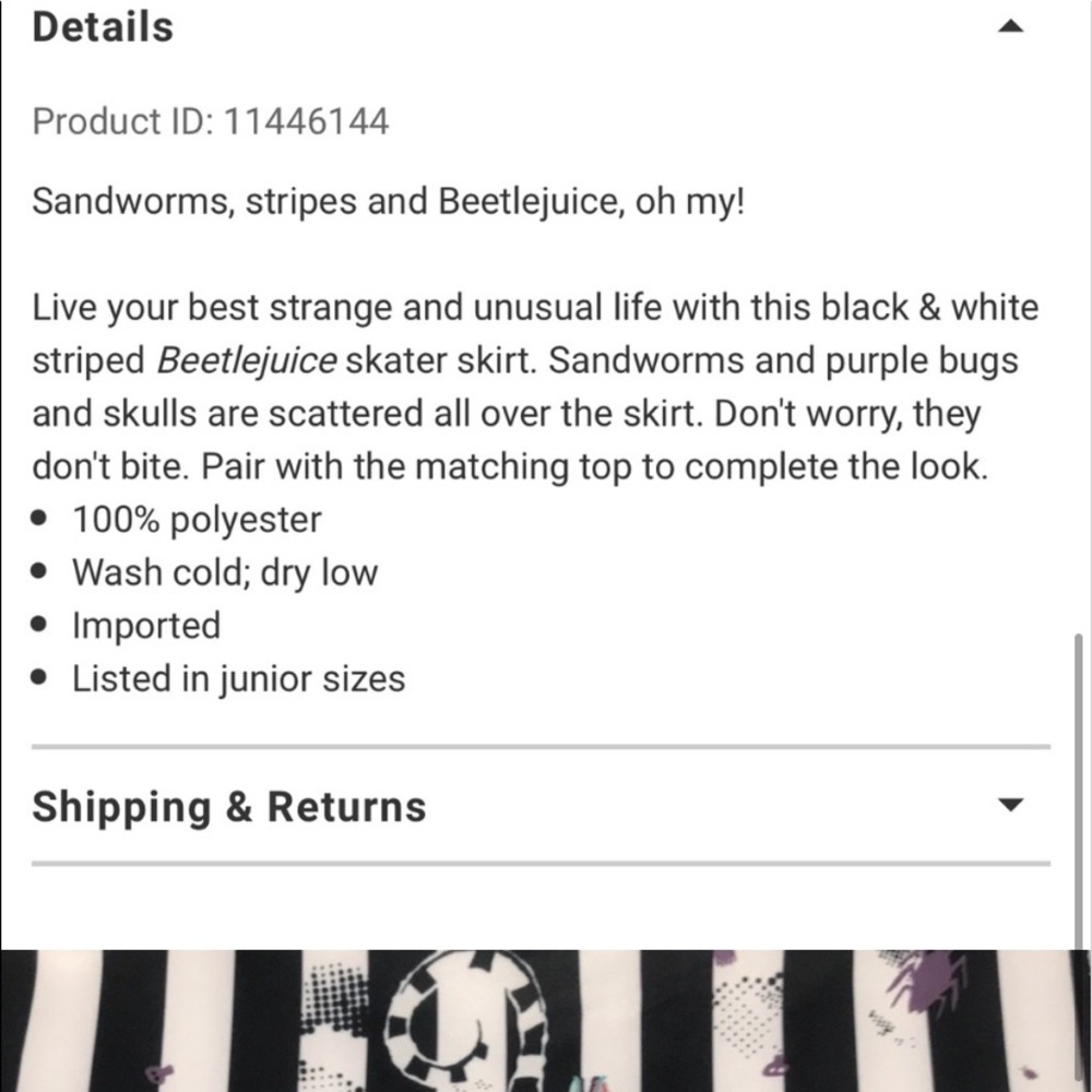 HP BEETLEJUICE-MATCHING CIRCLE SKIRT & LONG SLEEVE TOP SET~PETER PAN COLLAR - Picture 11 of 11